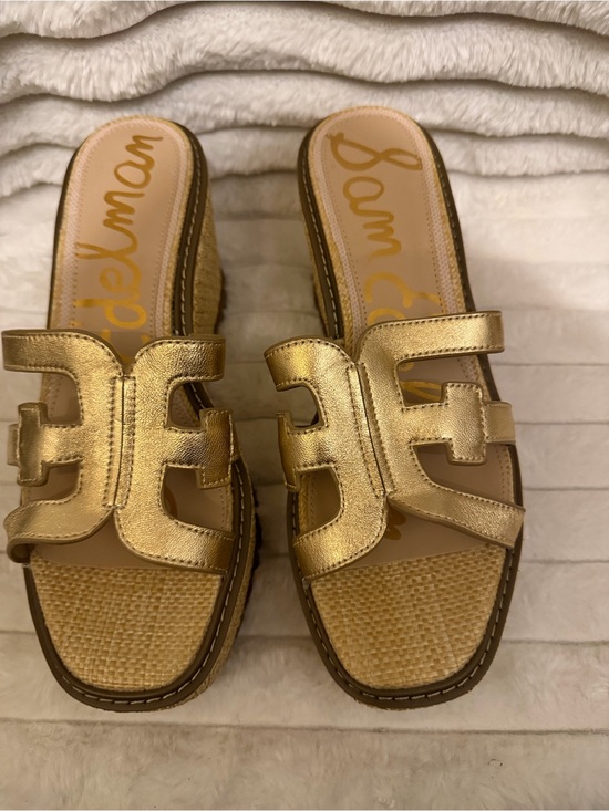 Sam Edelman Shoes - Sam Edelman Metallic Gold Leather Woven Slide Sandals